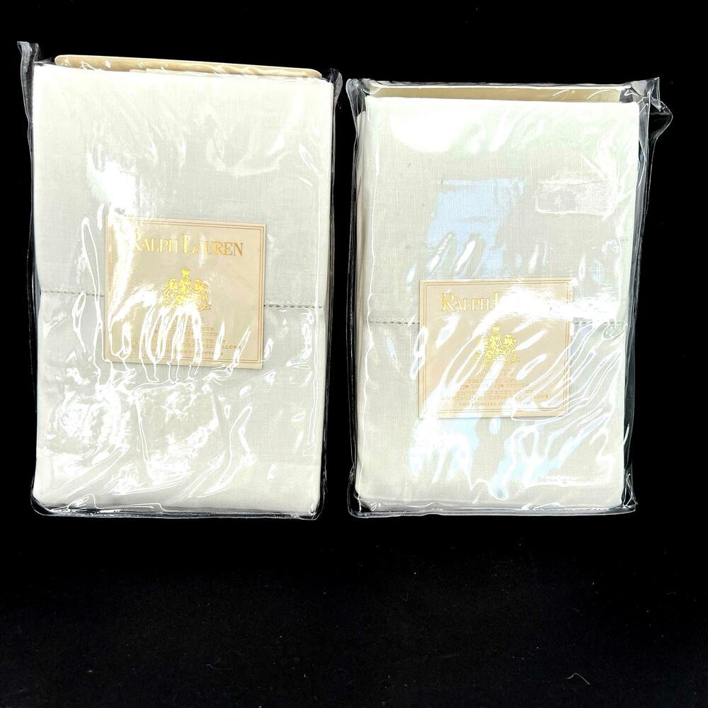 Ralph Lauren Avenue Hemstitch linen blend standard pillow cases- set of 2